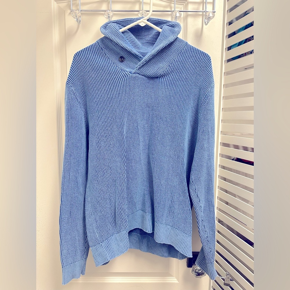 Men’s Abercrombie & Fitch Blue Cowl Neck Sweater with Button SZ M